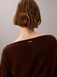 Brown Merino Wool Blend Boat Neck Jumper  Women