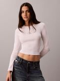 Pink Monogram Logo Long Sleeve Baby Tee  Women