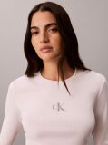 Pink Monogram Logo Long Sleeve Baby Tee  Women