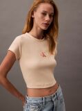 Ροζ Cropped T-shirt Με Μονόγραμμα Σε Στενή Γραμμή  Γυναίκα