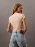 Ροζ Cropped T-shirt Με Μονόγραμμα Σε Στενή Γραμμή  Γυναίκα