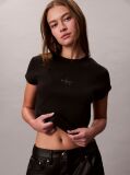 Μαύρο Cropped T-shirt Με Μονόγραμμα Σε Στενή Γραμμή  Γυναίκα