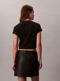 Μαύρο Cropped T-shirt Με Μονόγραμμα Σε Στενή Γραμμή  Γυναίκα