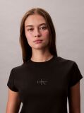 Μαύρο Cropped T-shirt Με Μονόγραμμα Σε Στενή Γραμμή  Γυναίκα