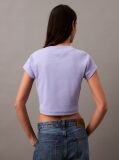 Μοβ Cropped T-shirt Με Μονόγραμμα Σε Στενή Γραμμή  Γυναίκα