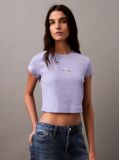 Μοβ Cropped T-shirt Με Μονόγραμμα Σε Στενή Γραμμή  Γυναίκα