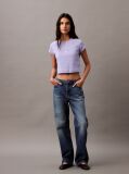 Μοβ Cropped T-shirt Με Μονόγραμμα Σε Στενή Γραμμή  Γυναίκα