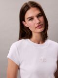 Λευκό Cropped T-shirt Με Μονόγραμμα Σε Στενή Γραμμή  Γυναίκα