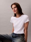 Λευκό Cropped T-shirt Με Μονόγραμμα Σε Στενή Γραμμή  Γυναίκα