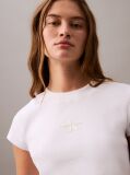 Λευκό Cropped T-shirt Με Μονόγραμμα Σε Στενή Γραμμή  Γυναίκα