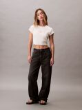Λευκό Cropped T-shirt Με Μονόγραμμα Σε Στενή Γραμμή  Γυναίκα