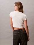 Λευκό Cropped T-shirt Με Μονόγραμμα Σε Στενή Γραμμή  Γυναίκα