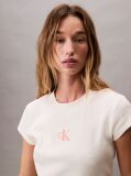 Λευκό Cropped T-shirt Με Μονόγραμμα Σε Στενή Γραμμή  Γυναίκα