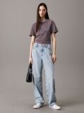 Grey Cropped Gloss Logo T-shirt  Women