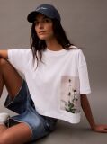 White Cropped Floral Print T-shirt  Women