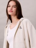 Μπεζ Hoodie με Φερμουάρ Και Λογότυπο  Γυναίκα