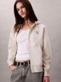 Μπεζ Hoodie με Φερμουάρ Και Λογότυπο  Γυναίκα