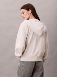 Μπεζ Hoodie με Φερμουάρ Και Λογότυπο  Γυναίκα