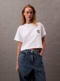 Λευκό Cropped T-shirt Με Λογότυπο  Γυναίκα