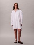 Λευκό Oversized Βαμβακερό Μίνι Φόρεμα Σε Στιλ Πουκαμίσας  Γυναίκα