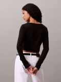Black Ribbed Slim Cardigan  Women