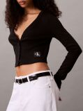 Black Ribbed Slim Cardigan  Women