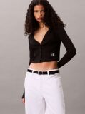Black Ribbed Slim Cardigan  Women