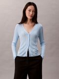 Blue Shiny Viscose Rib Cardigan  Women