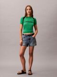 Green Contrast Logo Graphic Slim T-Shirt  Women