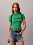 Green Contrast Logo Graphic Slim T-Shirt  Women