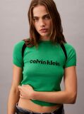 Green Contrast Logo Graphic Slim T-Shirt  Women