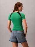 Green Contrast Logo Graphic Slim T-Shirt  Women