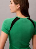 Green Contrast Logo Graphic Slim T-Shirt  Women