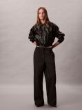Μαύρο Cropped Bomber Τζάκετ Από Συνθετικό Δέρμα  Γυναίκα