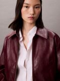 Κόκκινο Cropped Bomber Τζάκετ Από Συνθετικό Δέρμα  Γυναίκα
