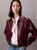 Κόκκινο Cropped Bomber Τζάκετ Από Συνθετικό Δέρμα  Γυναίκα