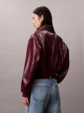 Κόκκινο Cropped Bomber Τζάκετ Από Συνθετικό Δέρμα  Γυναίκα