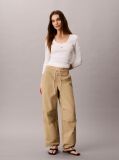 White Ribbed Cotton Long Sleeve Top  Women