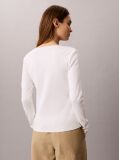 White Ribbed Cotton Long Sleeve Top  Women