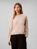 Beige Long Sleeve Crew Neck Sweater  Women