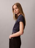 Μπλε T-Shirt Με Boxy Γραφικό Τύπωμα Και Κοντά Μανίκια  Γυναίκα