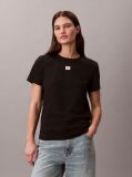 Μαύρο T-shirt Από Μαλακό Βαμβάκι Με Badge Λογότυπο  Γυναίκα