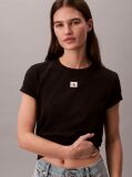 Μαύρο T-shirt Από Μαλακό Βαμβάκι Με Badge Λογότυπο  Γυναίκα