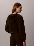 Καφέ Κοντό Hoodie Με Φερμουάρ Και Ελαστική Ζώνη Με Λογότυπο  Γυναίκα