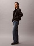 Black Faux Leather Hooded Jacket  Women