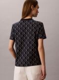Blue Emblem Print Crew Neck T-Shirt  Women