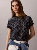 Blue Emblem Print Crew Neck T-Shirt  Women