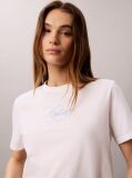Λευκό Κλασικό T-Shirt Με Script Λογότυπο  Γυναίκα