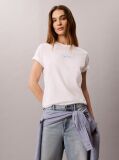 Λευκό Κλασικό T-Shirt Με Script Λογότυπο  Γυναίκα