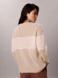 White Alpaca Wool Blend Stripe Logo Jumper  Women